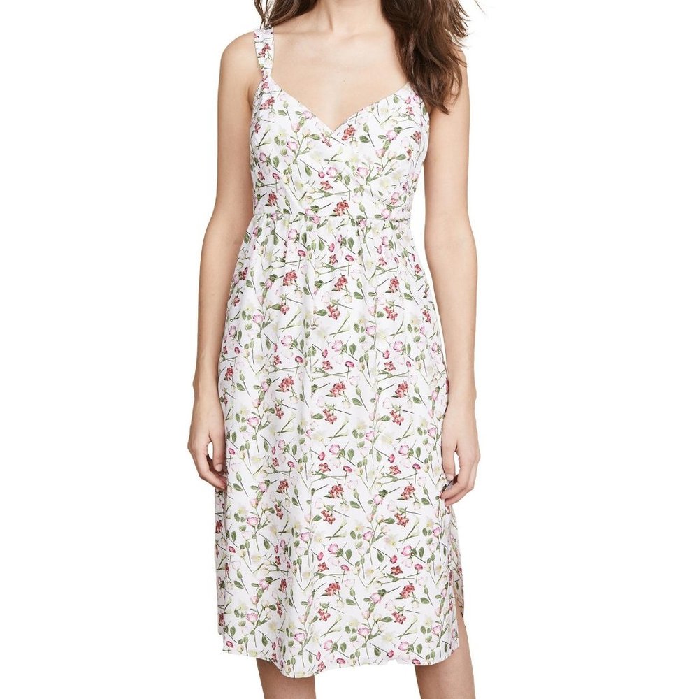 Club Monaco 100% Silk White Floral Cami Germaine Midi Dress Size 0